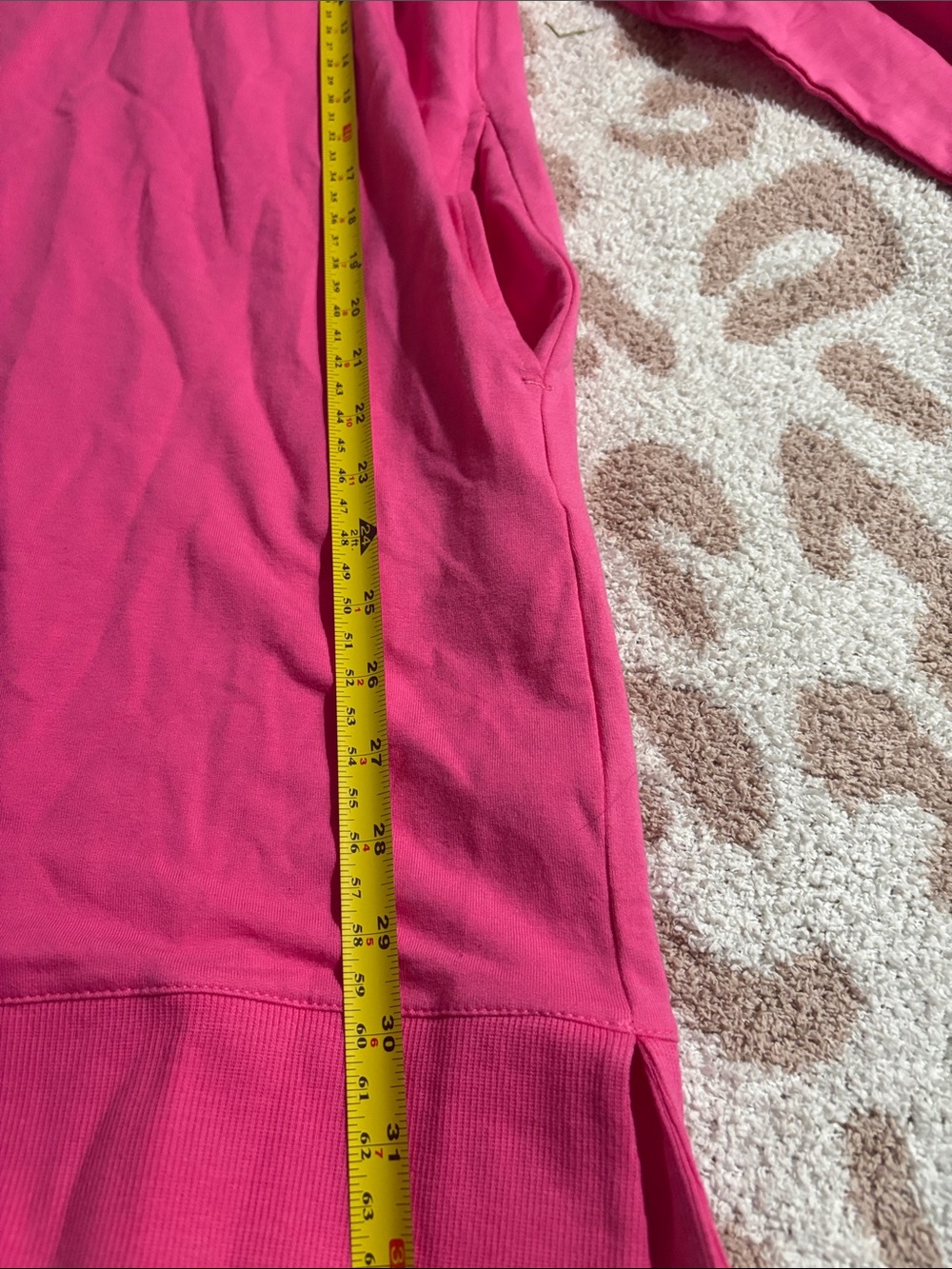 Women's Hot Pink Hooded Longline Sweatshirt - Picture 4 of 8